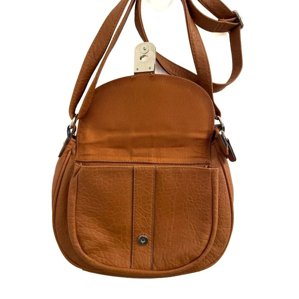 Rosetti Crossbody Shoulder Handbag Faux Leather Cognac Brown Purse - Picture 2 of 13